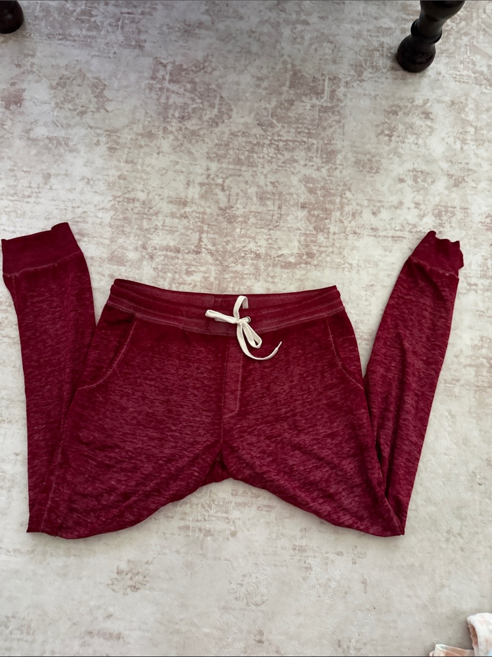 Derek Heart Maroon Track Jogger Pants with Cream Drawstring